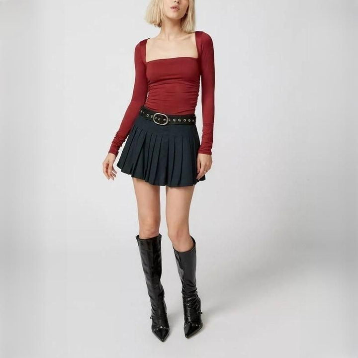 Y2K Square Neck Long Sleeve Crop Top