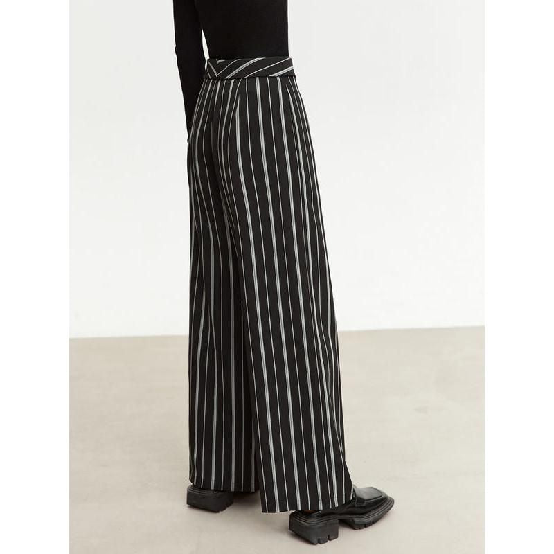 Elegant Autumn Wide-Leg Striped Trousers for Women