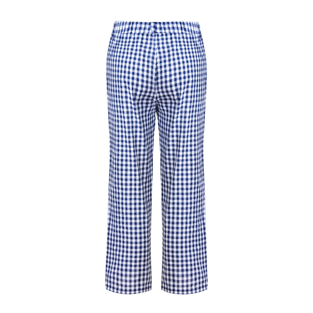 Cropped Pants With Checkered Panels For Versatility