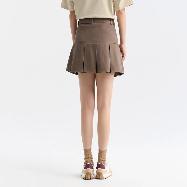 Cotton Pleated A-Line Skirt