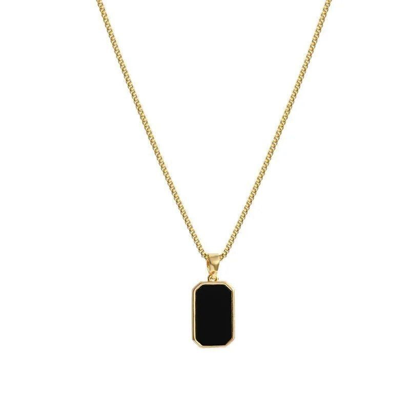 Geometric Gold-Color Square Pendant Necklace