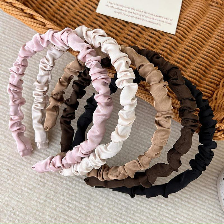 Solid Color Silky Satin Pleats Headbands