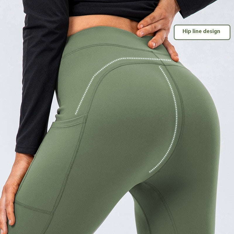 Double-sided Brushed Nude Feel Drawstring Yoga Pants Women