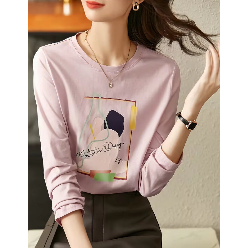 Cotton Long Sleeve Pink T-Shirt