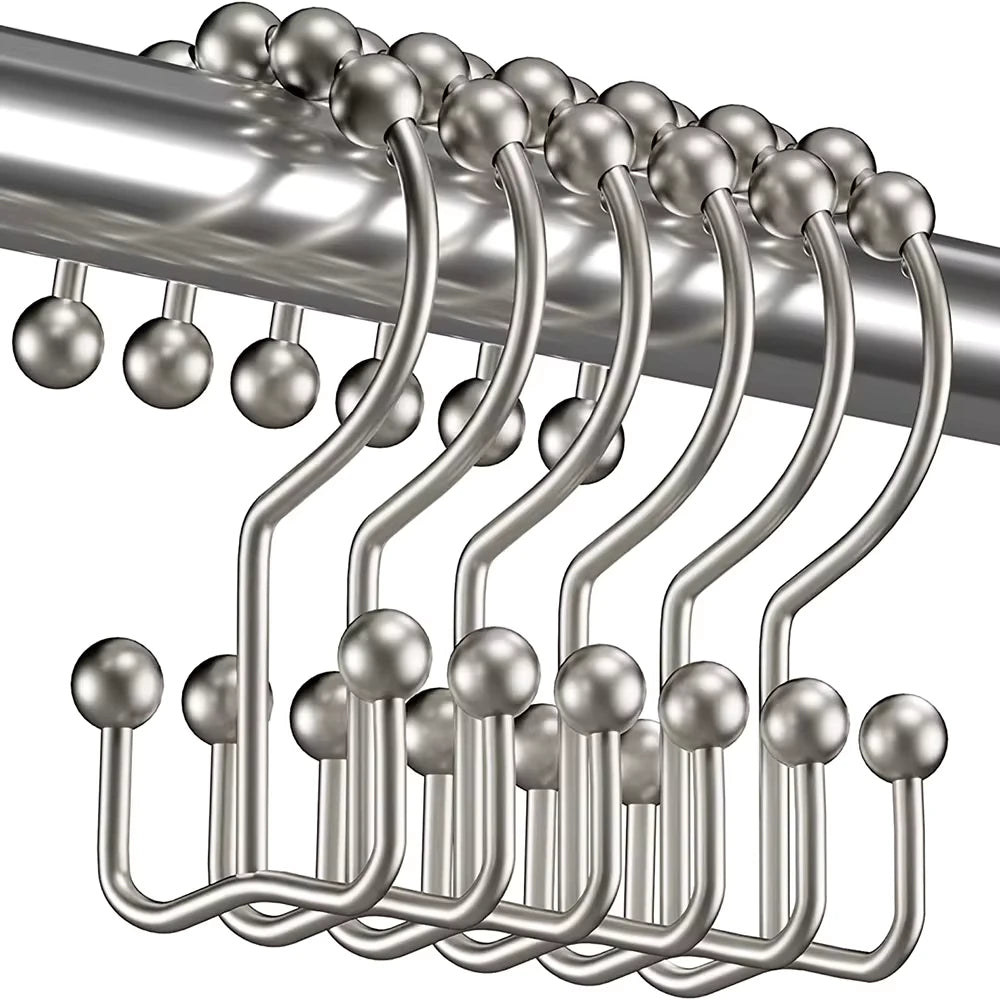 12-Pack Metal Double Glide Shower Curtain Hooks