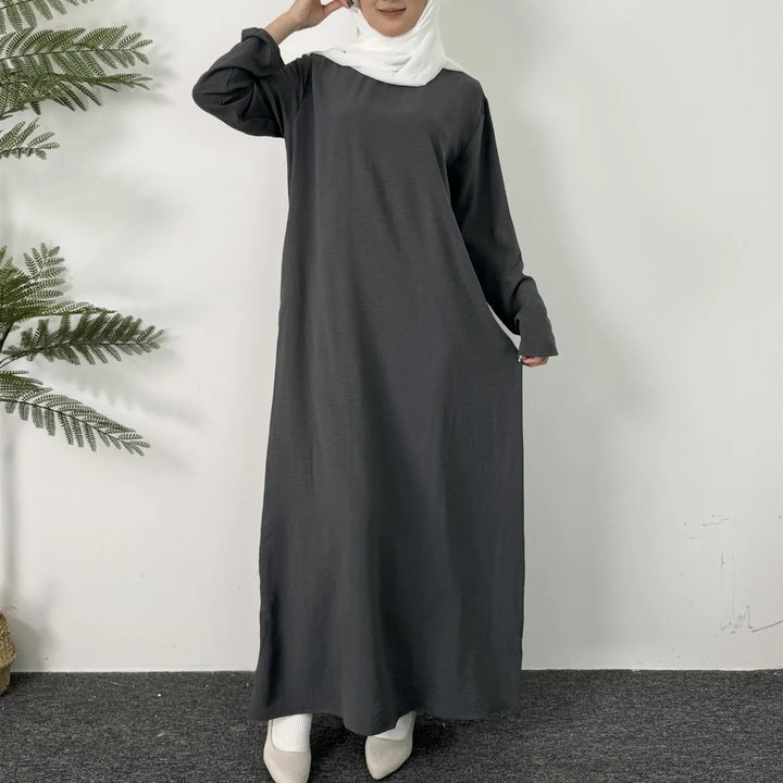 New Women's Dress Pure Round Neck Long Shirt Elegant