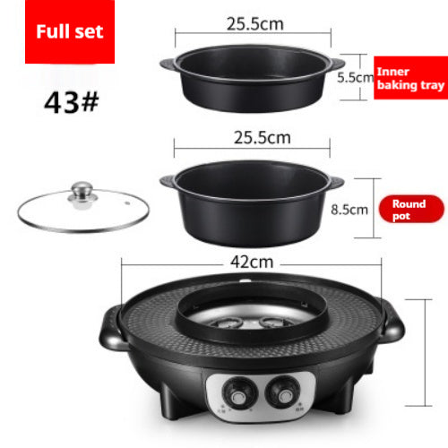 Korean-style Electric Barbecue All-in-one Pot Hot Pot Household Multi-functional Detachable Oven