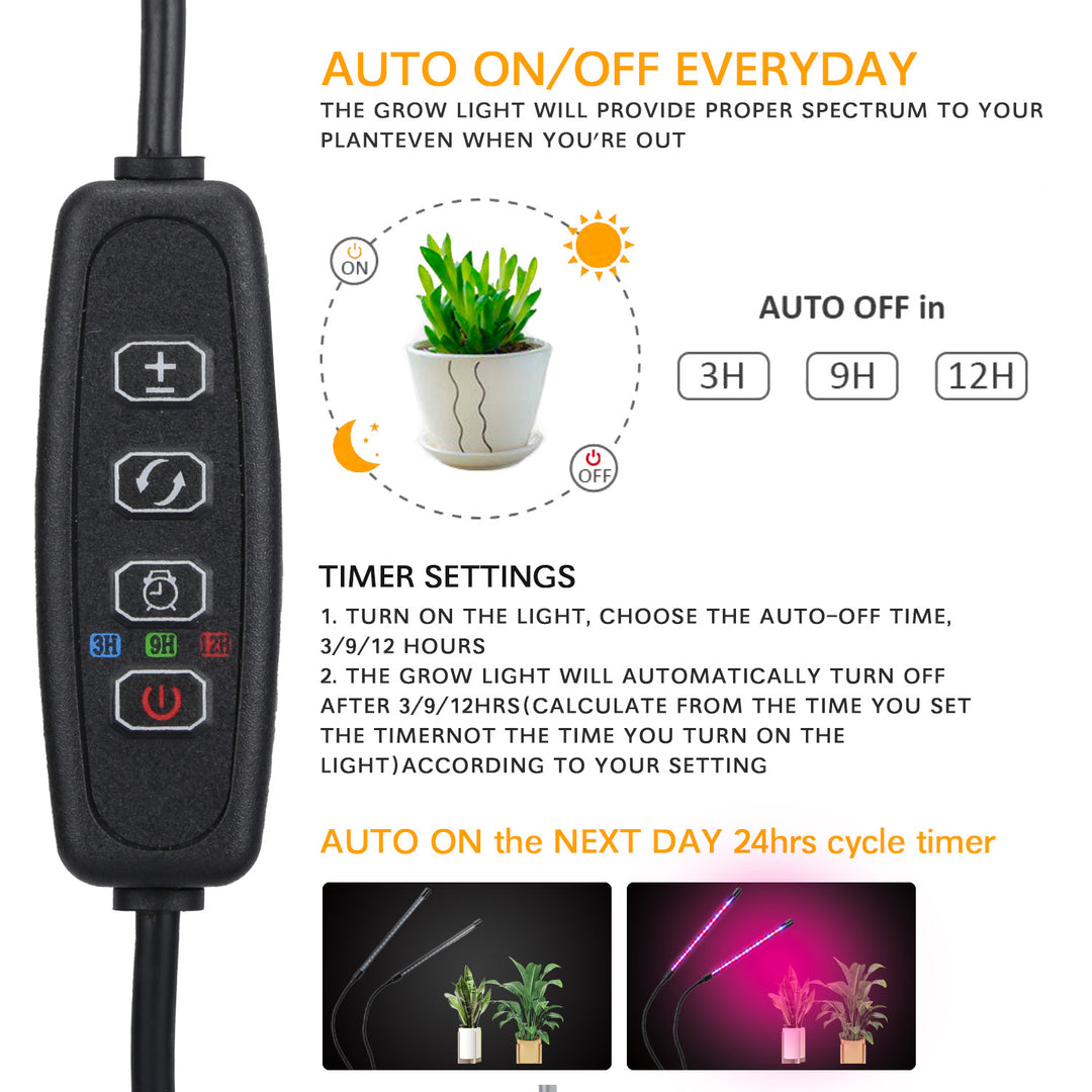 USB LED Indoor Plant Grow Light with Timer & 10 Dimmable Levels