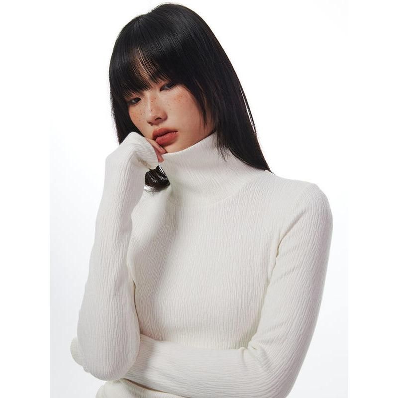 Women's High Neck Long Sleeve Pullover T-shirt