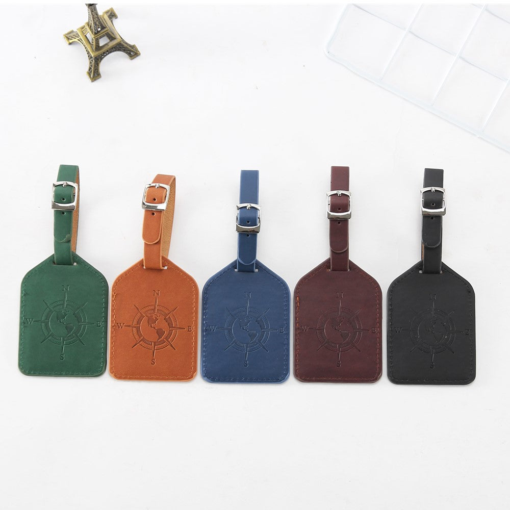 Compass Leather Luggage Tag