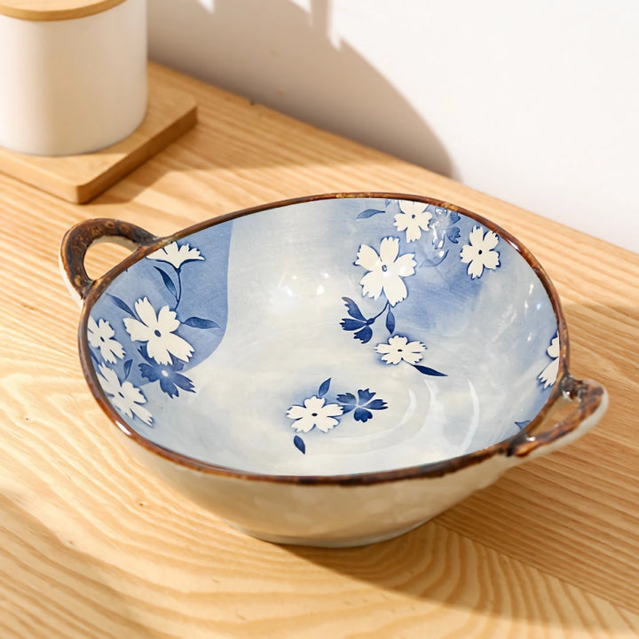 Ceramic Noodle and Soup Bowl with Handle