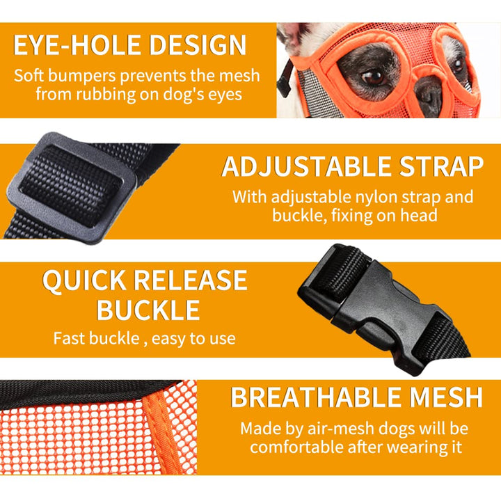 Breathable Mesh Muzzle for Flat-Faced Dogs