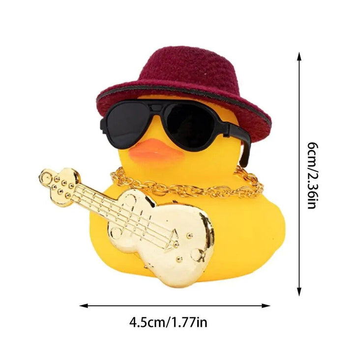 Mini Rubber Duck Car Ornaments Dashboard Interior Decor Cowboy Hat Duck With Scarf Sunglasses Kids Toys Gifts Car Accessories