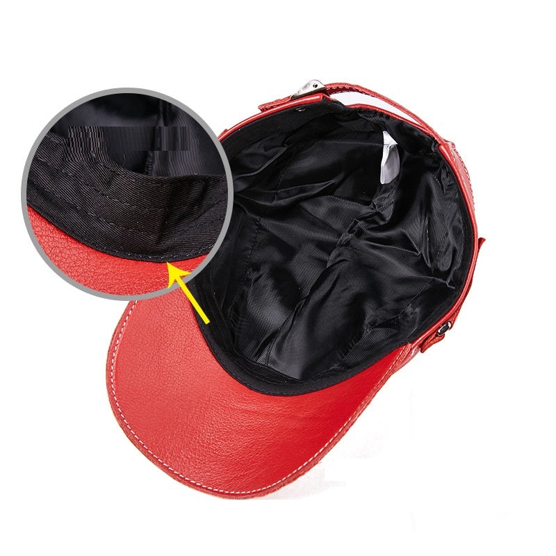 Cap Casual Earmuffs Men's Leather Baseball Hat