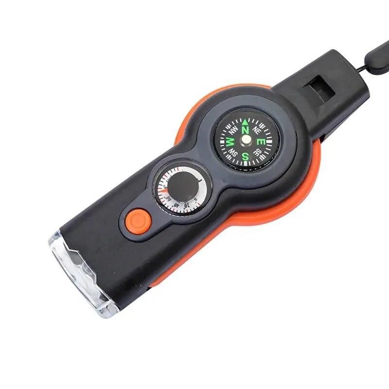 Multi-Purpose Outdoor Emergency Survival Tool with LED Light and Whistle