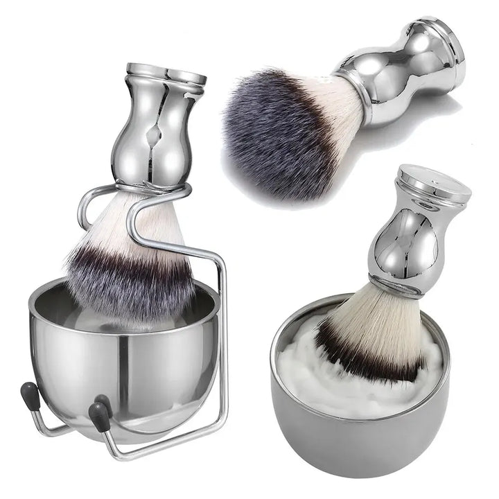 3-in-1 Vegan Synthetic Badger Hair Shaving Brush Set