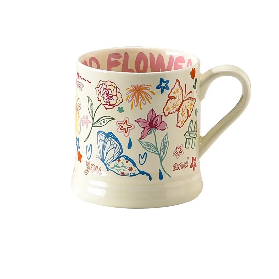 370ml French Flower Printed Ceramic Mug