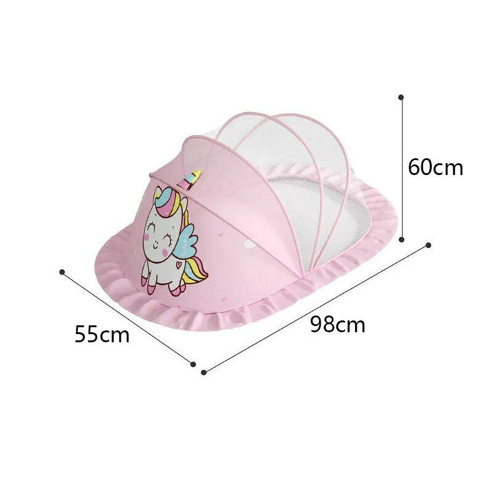 Foldable Baby Mosquito Net Canopy: Cartoon-Designed Protection for Infants