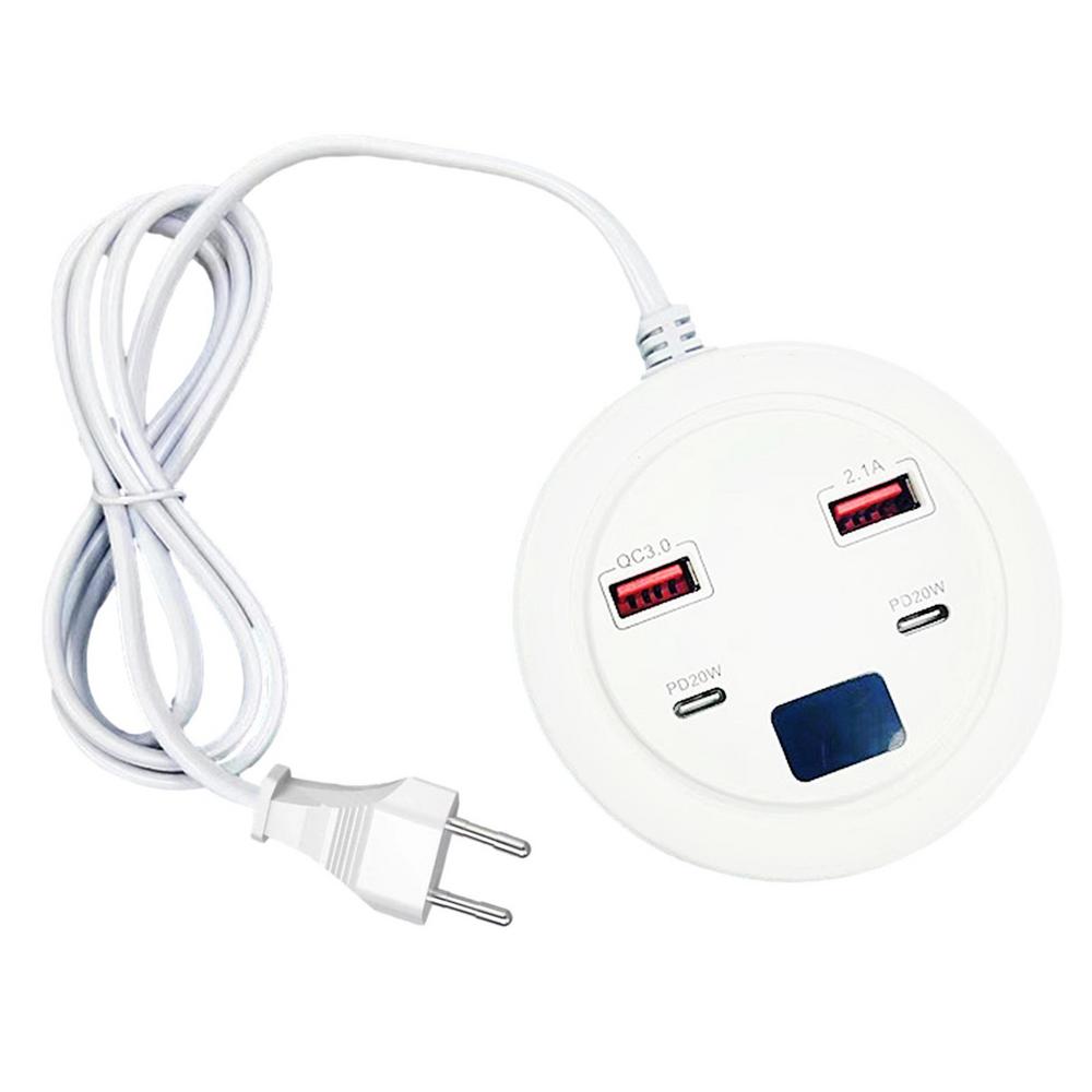 Universal Travel Power Strip with Dual USB-C and USB-A Ports