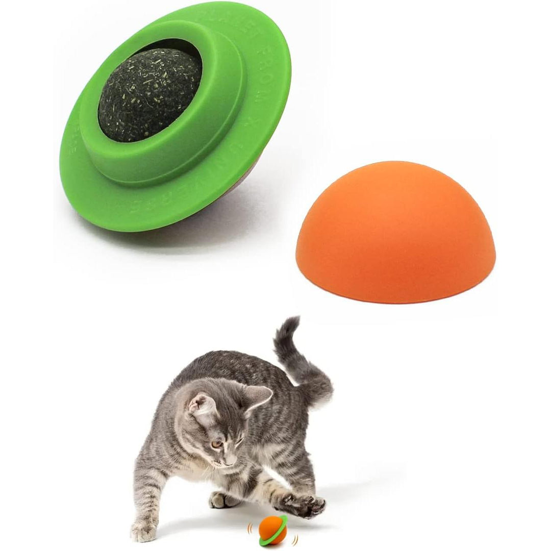 Interactive Rotating Cat Grass Ball Toy with Suction Cup