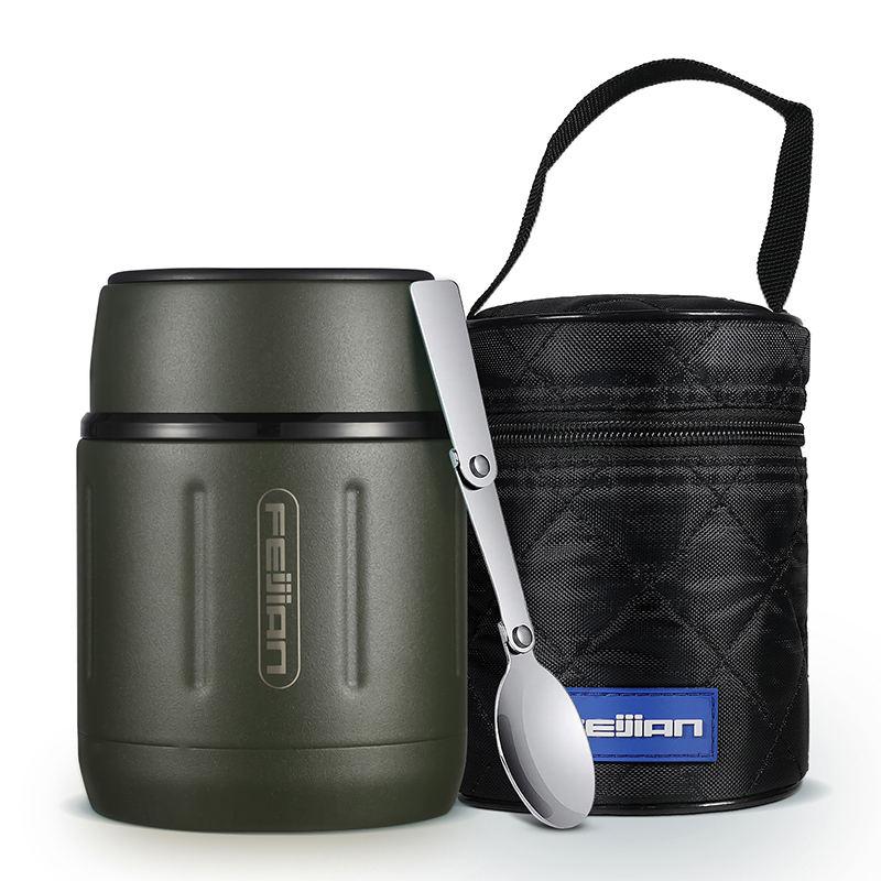 500ml Vacuum Insulated Stainless Steel Food Jar with Foldable Spoon and Wide Mouth - Perfect for Meals on the Go