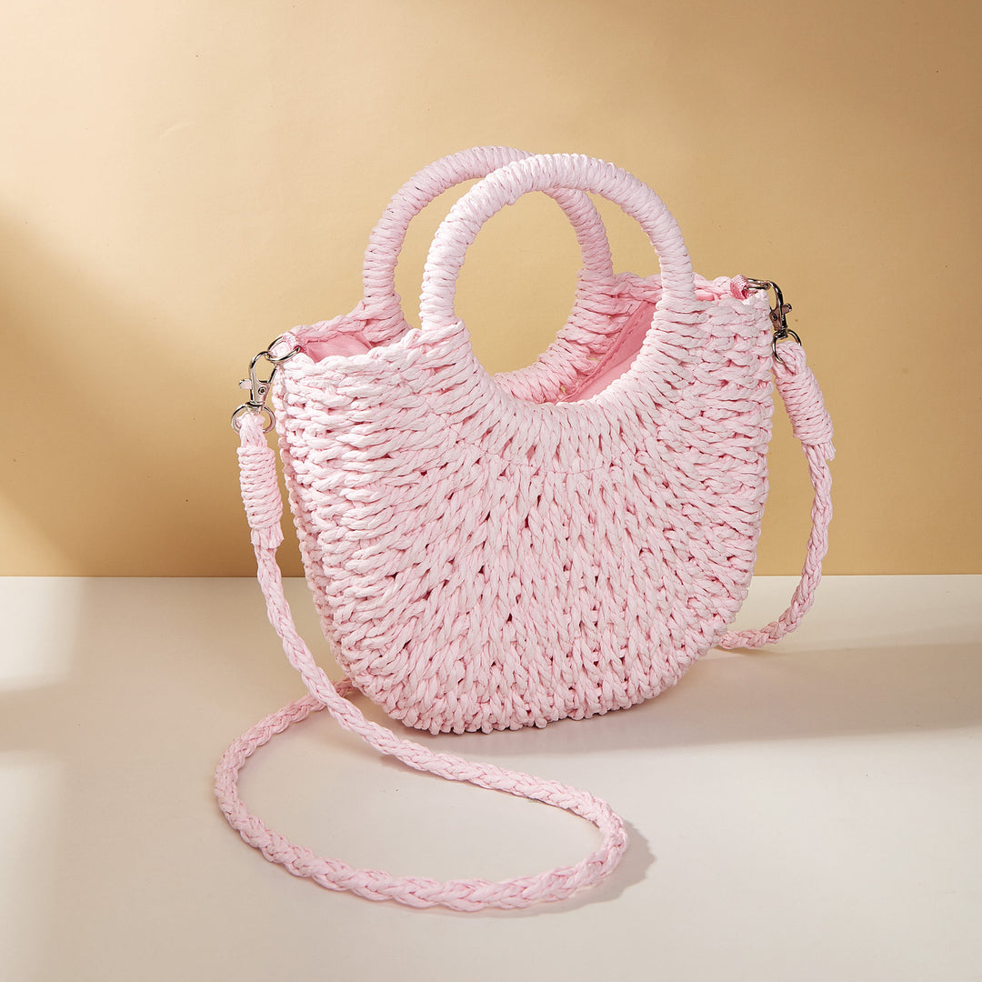 Half Moon Straw Woven Women's Beach Shoulder Bag