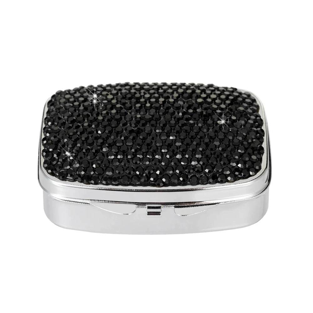 Portable Crystal Diamond Travel Pill Organizer with 2 Compartments