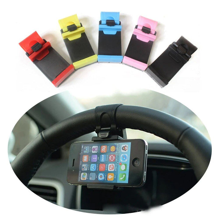 Universal Car & Bike Steering Wheel Phone Mount - GPS/Navigation Holder