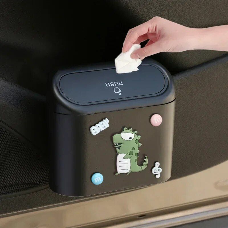 Compact Cartoon Car Garbage Bin