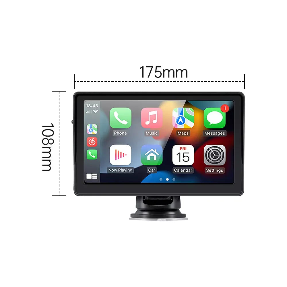 Universal 7" Touch Screen Car Multimedia Player with Wireless CarPlay and Android Auto