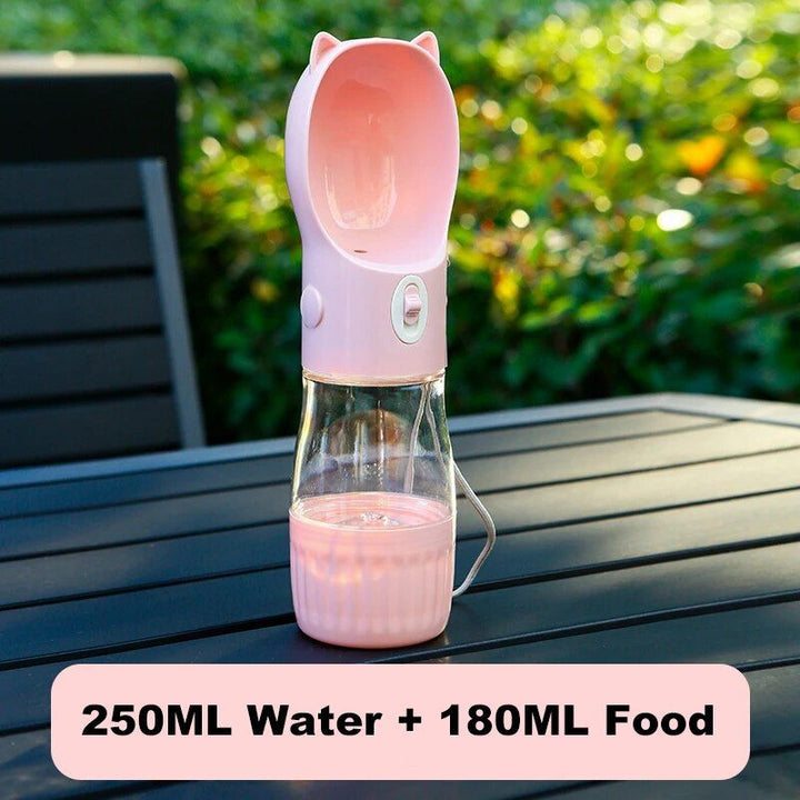 Portable 2-in-1 Dog & Cat Water Bottle and Food Dispenser