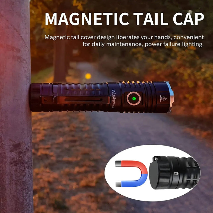 Rechargeable 21700 LED Flashlight, Powerful 4500LM, IP68, Magnetic Tail, Reverse Charging