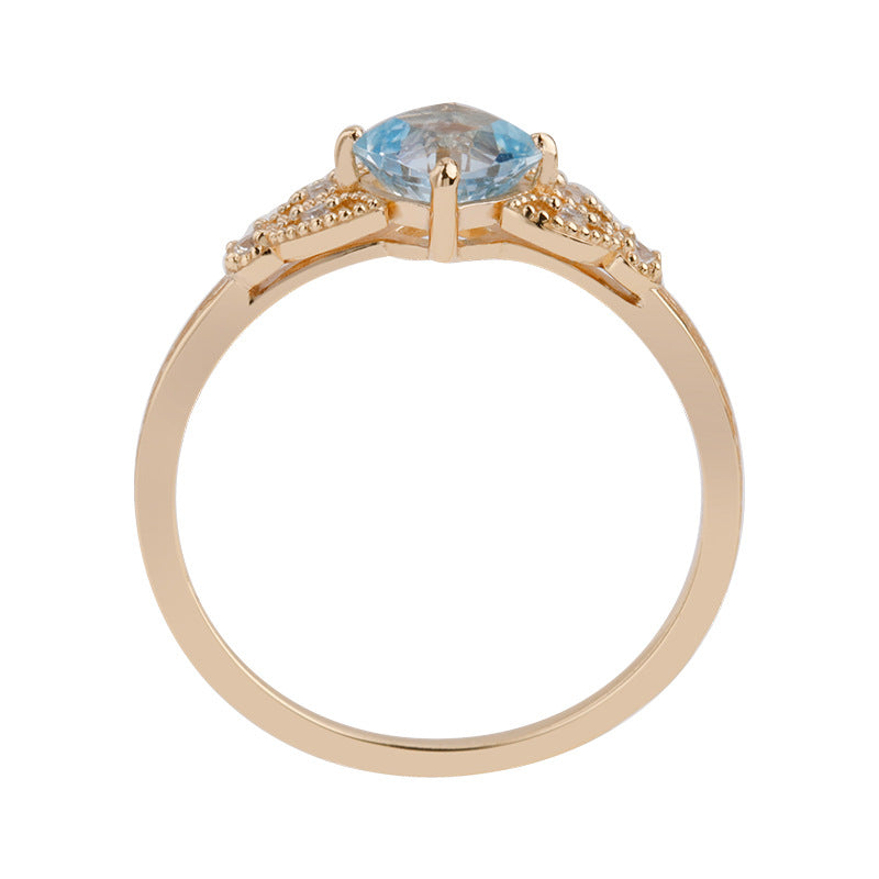 Natural Square Sky Blue Topaz Ring Girl