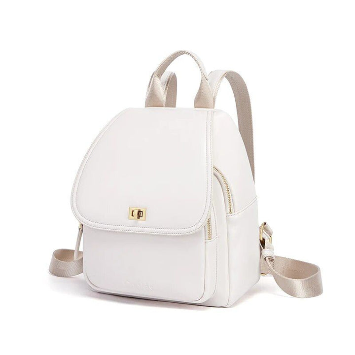 Trendy Off-white Leather Backpack for Women