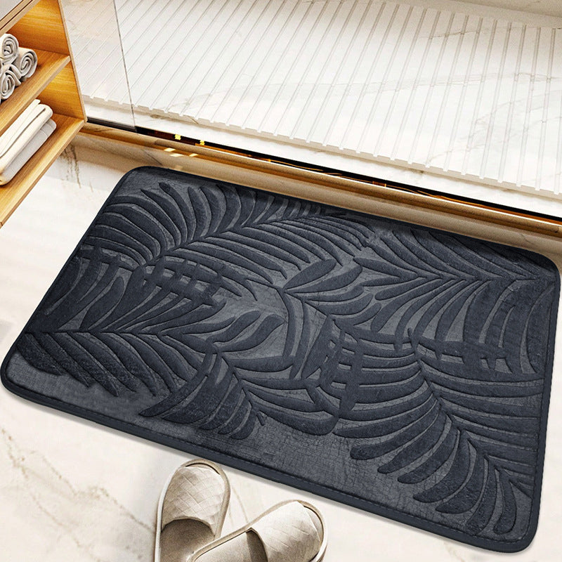 Leaf Pattern Memory Foam Bath Mat