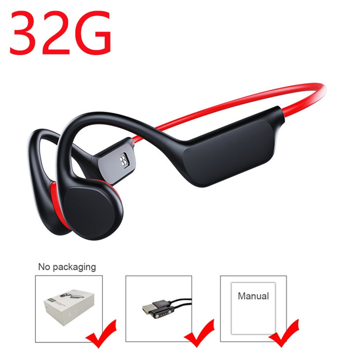 Bone Conduction Wireless Earphones with MP3 Player, Bluetooth 5.3, Waterproof IPX8, and Mic