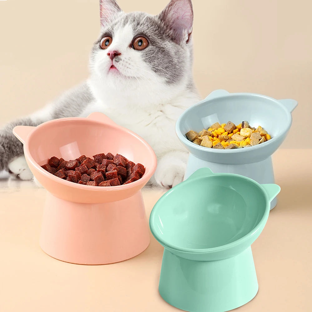 Elevated Cat & Dog Bowl with Neck Protection - High Foot Design