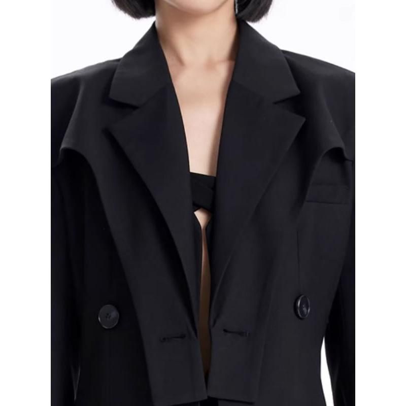 Elegant Cross Neck Double Breasted Women's Blazer for All Seasons