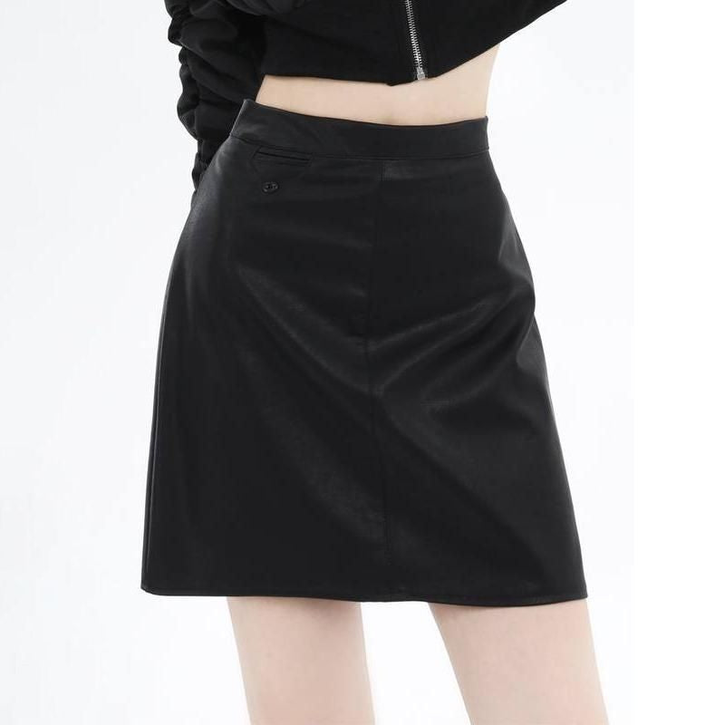 Chic Faux Leather High Waist Mini Skirt for Women – Autumn/Winter Collection