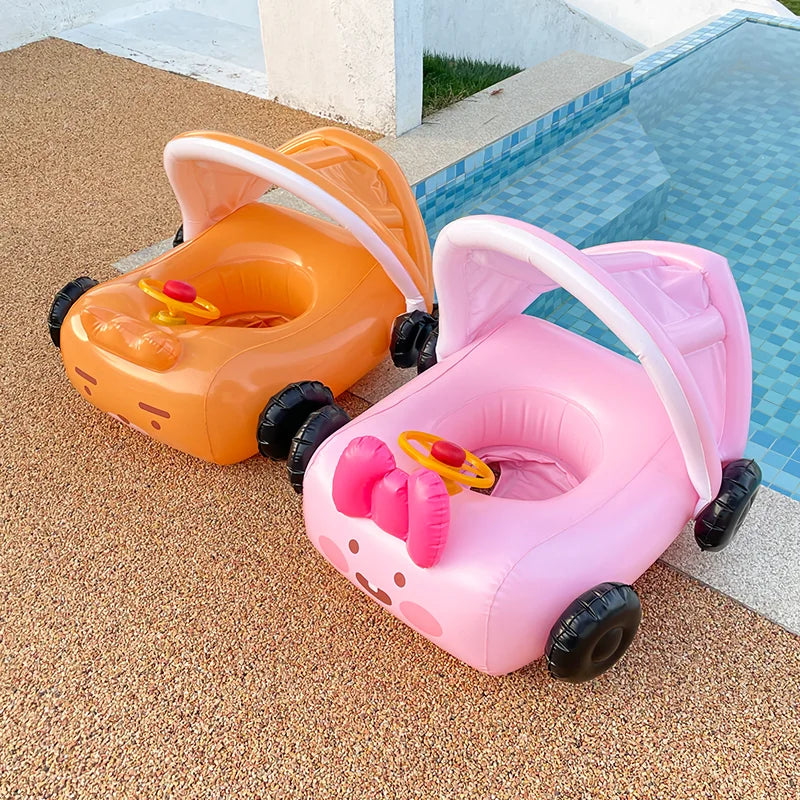 Inflatable Car Style Swimming Seat Ring for Kids