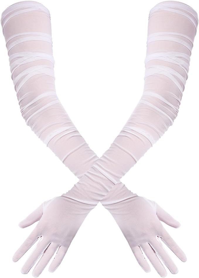 Women's Elegant Long Opera Gloves Mesh Gauze