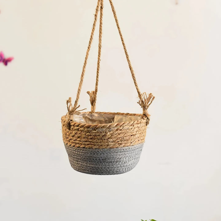 Charming Jute Rope Hanging Planter Basket for Indoor and Outdoor Decor