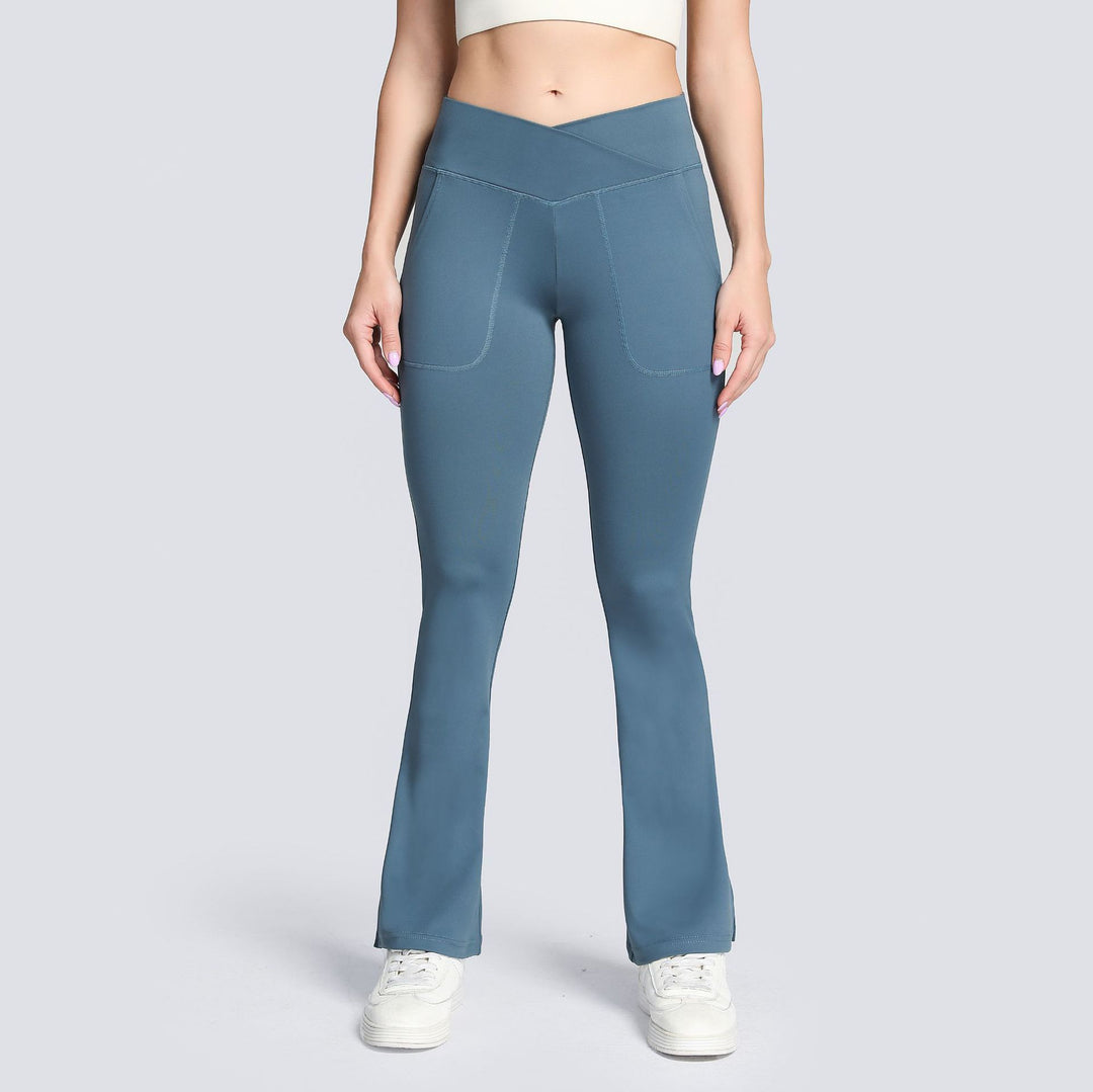 High-stretch Cross-waist Flared Trousers For Moisture Wicking