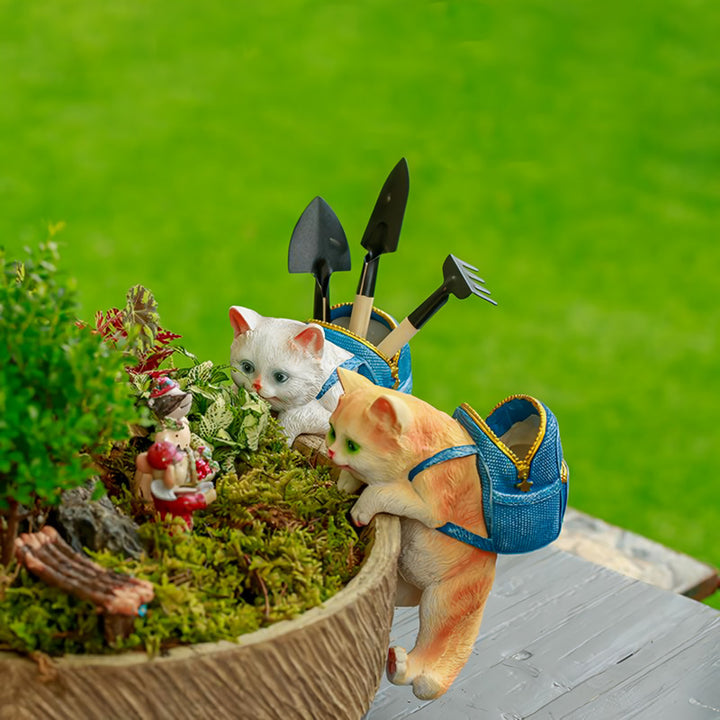 Cat Backpack Garden Statue