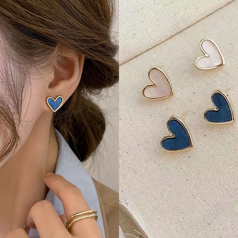 Trendy Heart Bling Zircon Stud Earrings