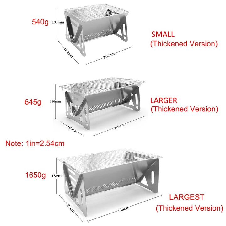 Compact Stainless Steel Portable Folding BBQ Grill for Camping and Outdoor Cooking