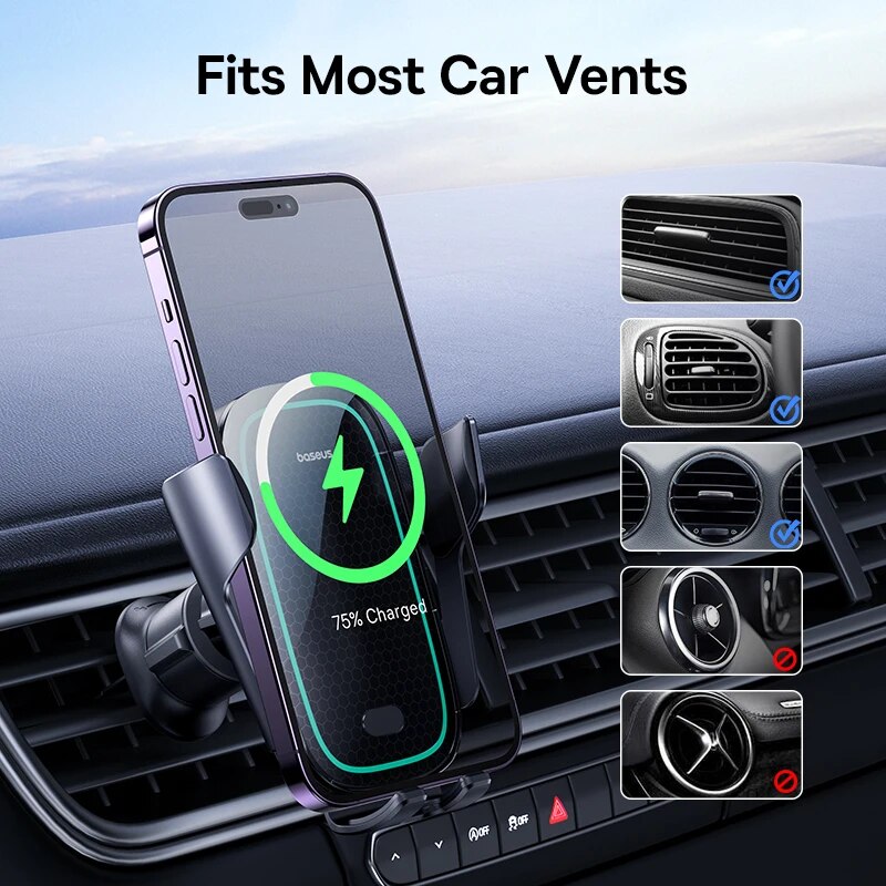 Universal 15W Fast Wireless Car Charger & Phone Holder