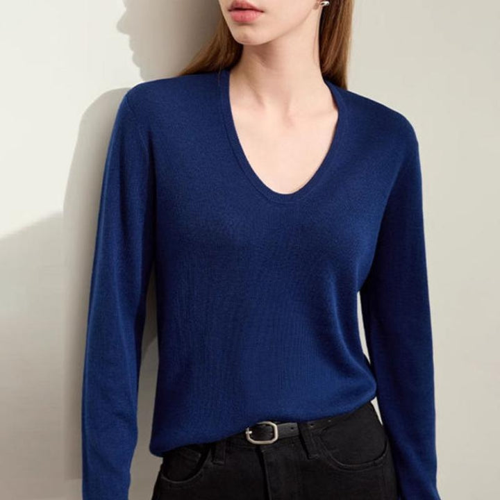 Minimalist Spring U-neck Slim-fit Casual Pullover