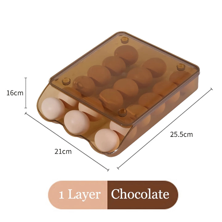 Stackable Self-Rolling Egg Storage Box - 1/2/3 Layer Organizer