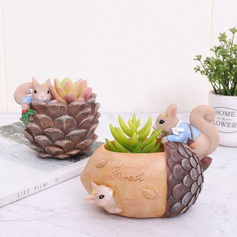 Cartoon Squirrel Succulent Flower Pot